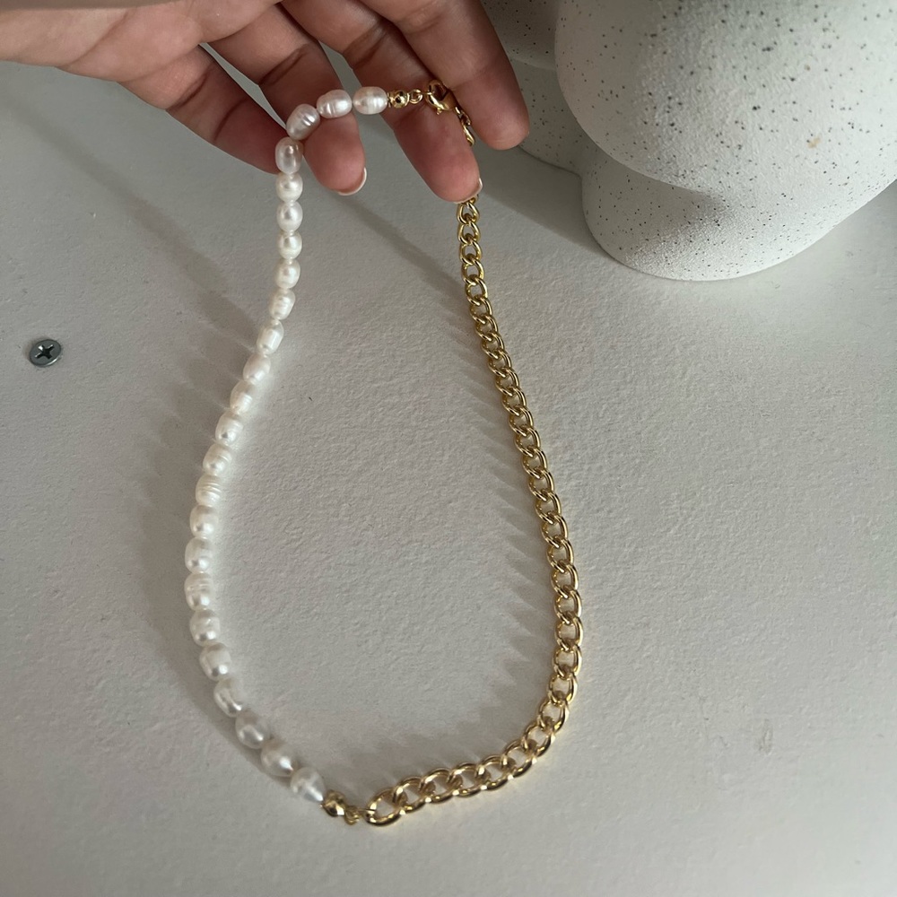 Cuban/pearl necklace - Picture 2 of 3
